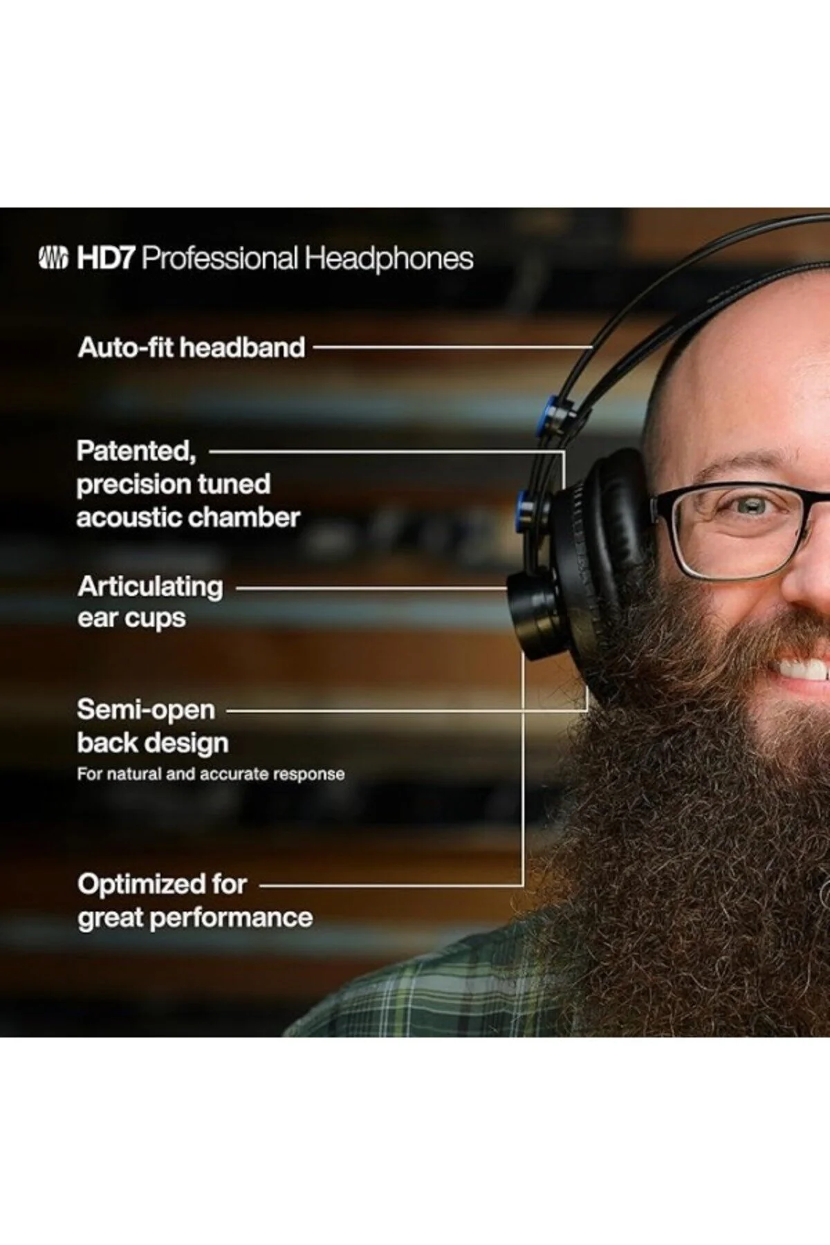 هدفون استودیویی PRESONUS HD7 A هدست گوش دادن حرفه ای بیش از سیاه ShopZum