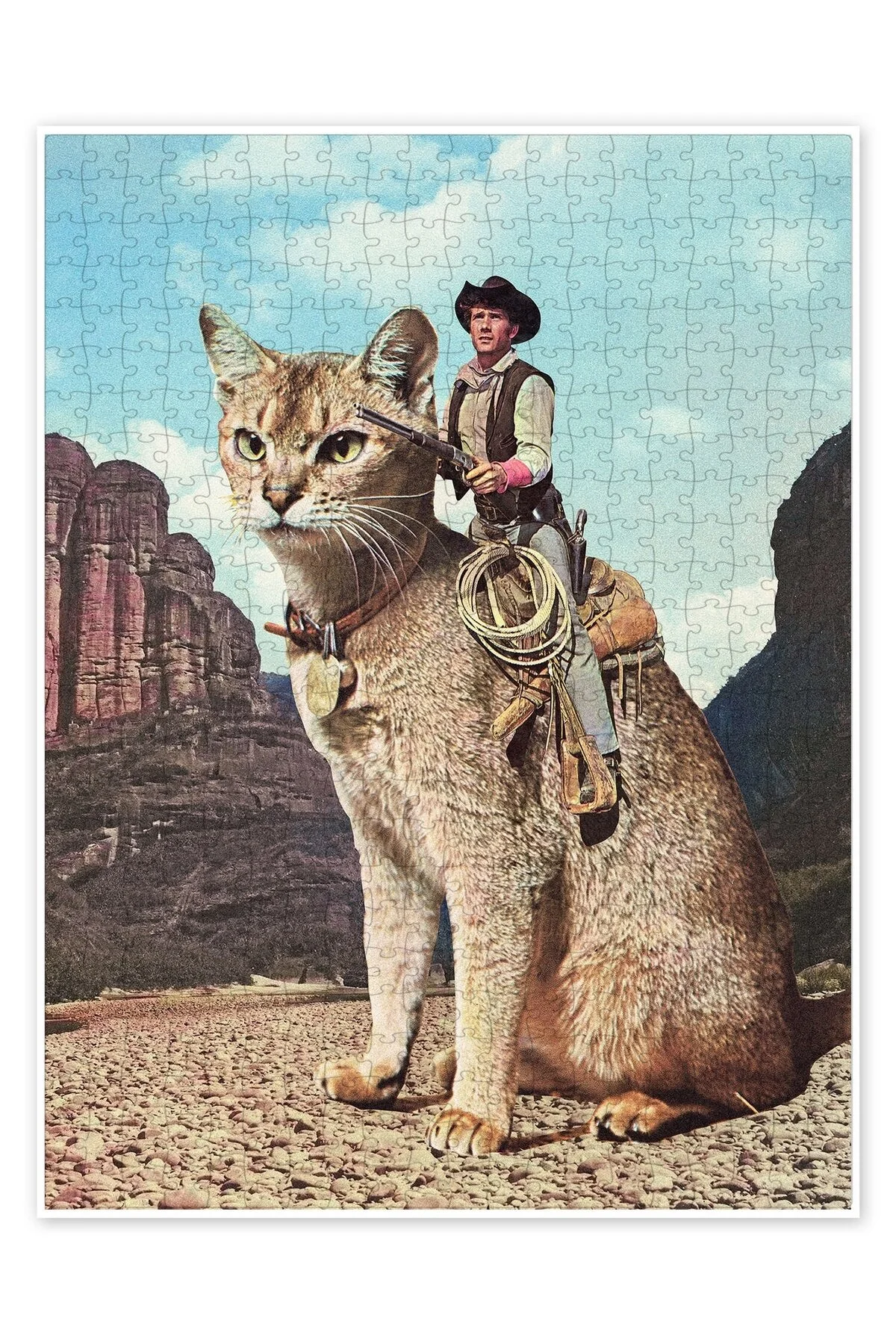 پازل CAT LONE RANGER 500 PIECE PUZZLE اره منبت کاری مویی گربه سگ با موضوع طبیعت و حیوانات جنگل از ترکیه Jeronkarji