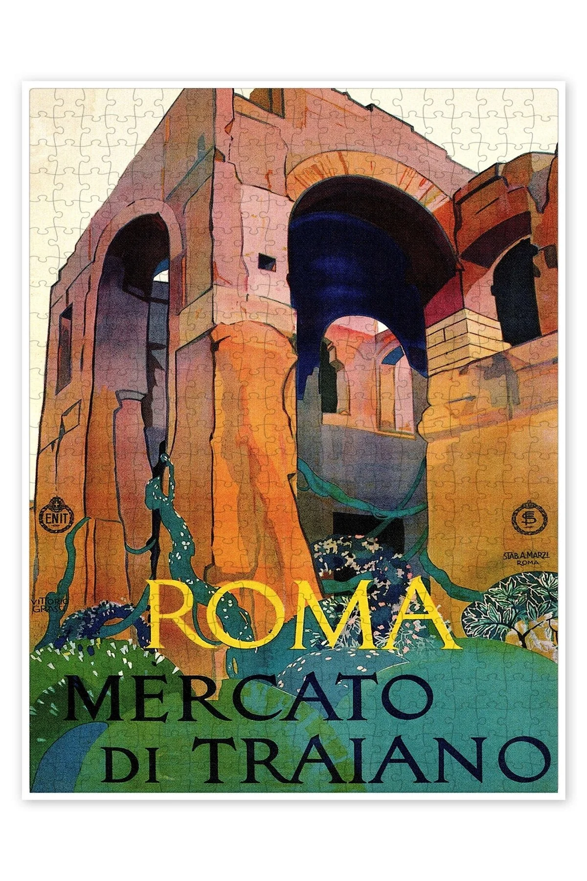 پازل ایتالیا رم مرکاتو دی ترایانو 500 قطعه اره منبت کاری مویی شهر منظره منظر سرگرمی از ترکیه Jeronkarji