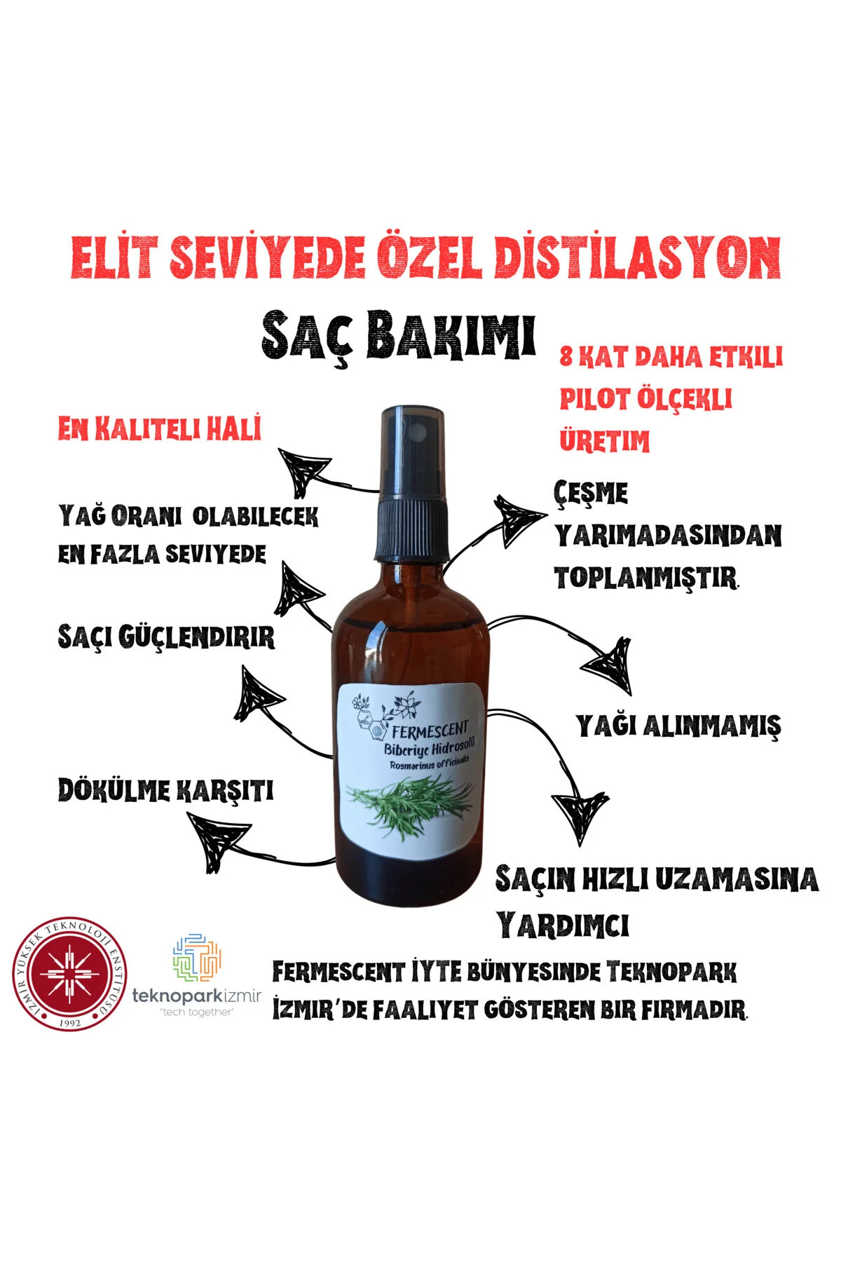 Fermescent آب گل رزماری هیدروسولو مراقبت از مو ضد اسید تقویت سریع محصول ویژه رزماری