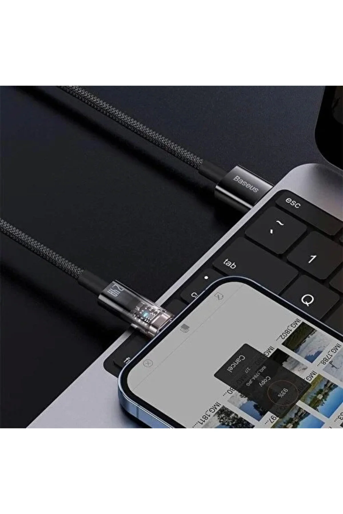 کاور و قاب تیپ شفاف آیفون 45 واتی USB شارژ سریع بادوام کابل بافته با نور داده 1 متری OMRSTORE