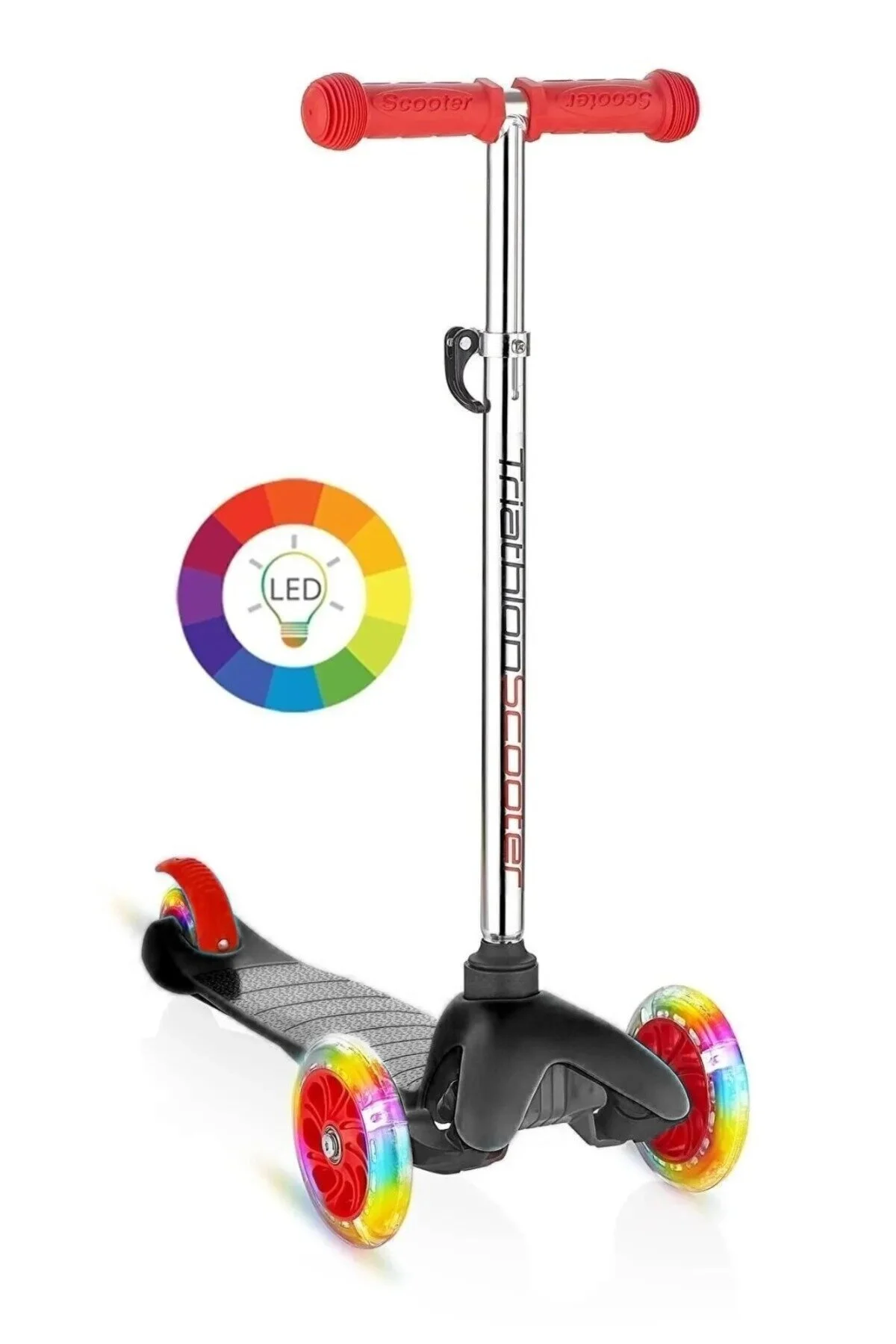 اسکوتر کودکان T138 GK ارتفاع قابل تنظیم 3 سطح 48 سانتی متر تا 68 چرخ با چراغ های LED 7 رنگ Triathlon