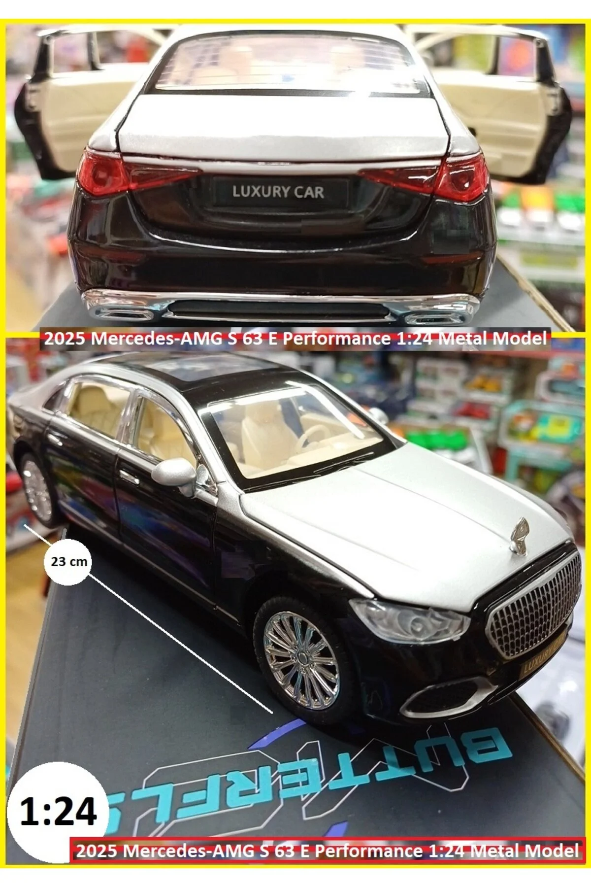 مدل خودرو MERCEDES BENZ S63 MAYBACH STYLE 2025 CAR DIECAST 1.24 COLLECTION METAL 6 هود چمدان درب باز می شود OYUNCAKSAHİLİ