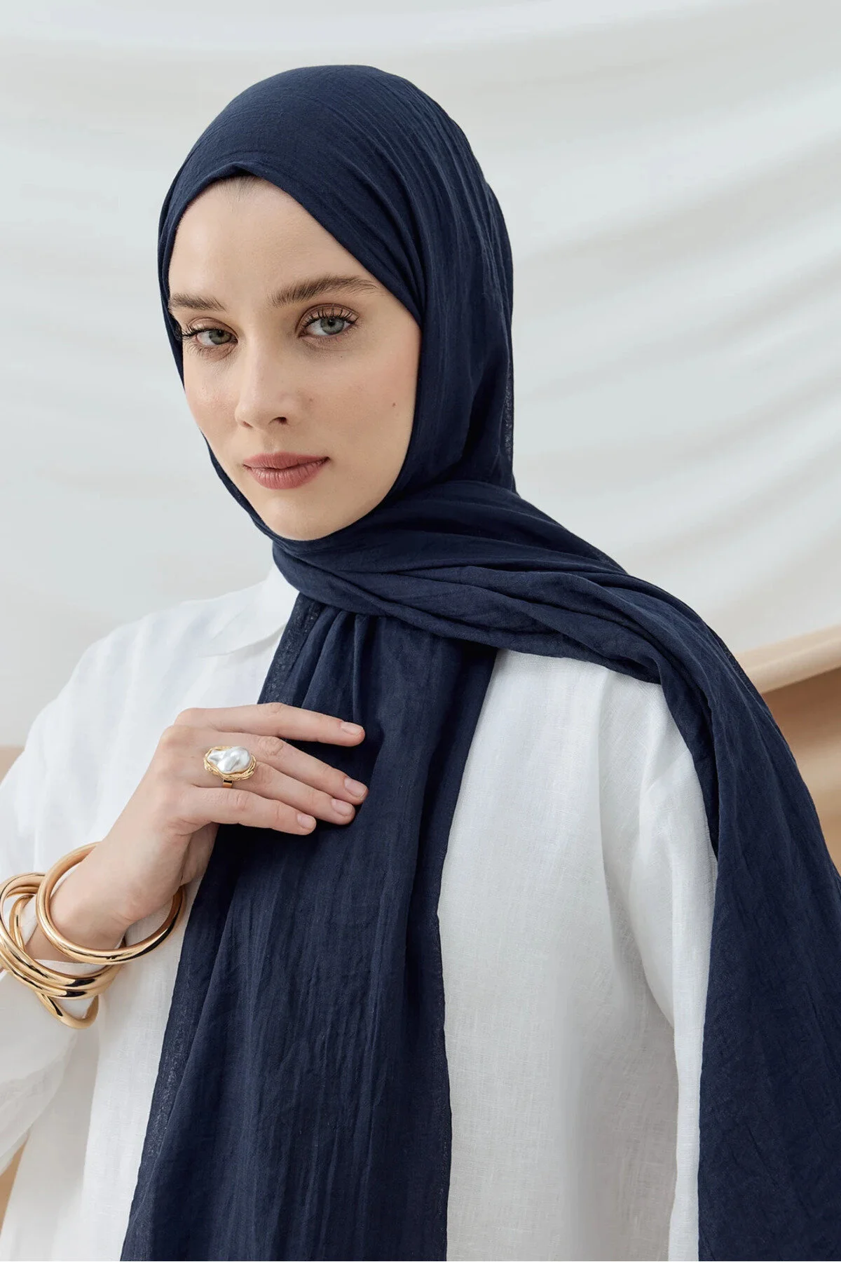 شال سری AYA آبی سرمه ای Modakaşmir