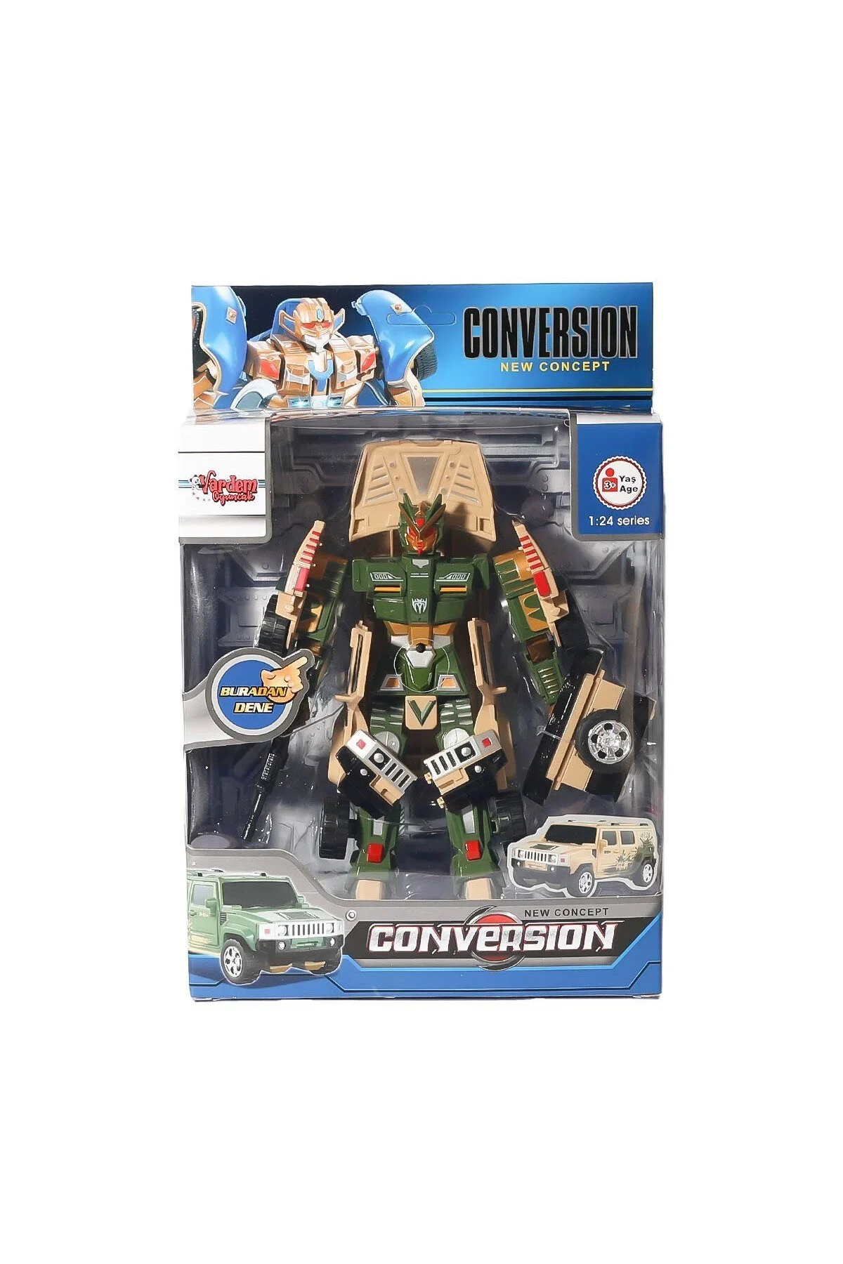 اسباب بازی های فیگور دیگر HW 899 1 2 5 ROBOT TRANSFORMABLE JEEP 1:24 VARDEM dekofon