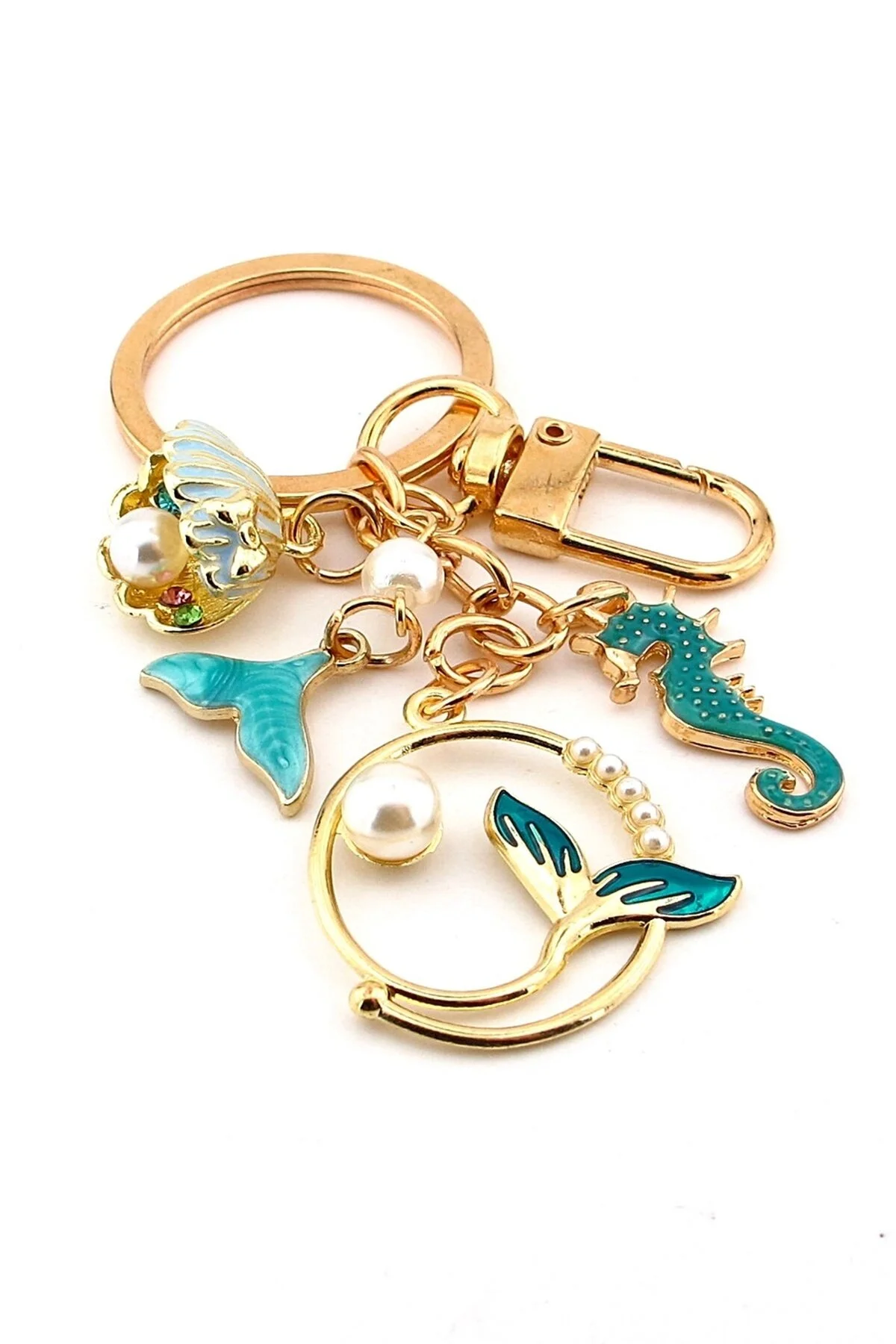 جلیقه کلید زیورآلات کیف جاکلیدی دریایی دم نهنگ صدف مروارید SEAHORSE CHRM KC385 Solfera