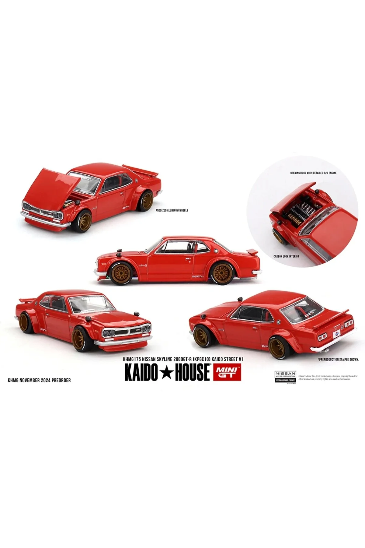 ماشین اسباب بازی 1 64 KAIDOHOUSE X MINIGT NISSAN SKYLINE 2000GT R KPGC10 خیابان KAIDO V1 mini gt