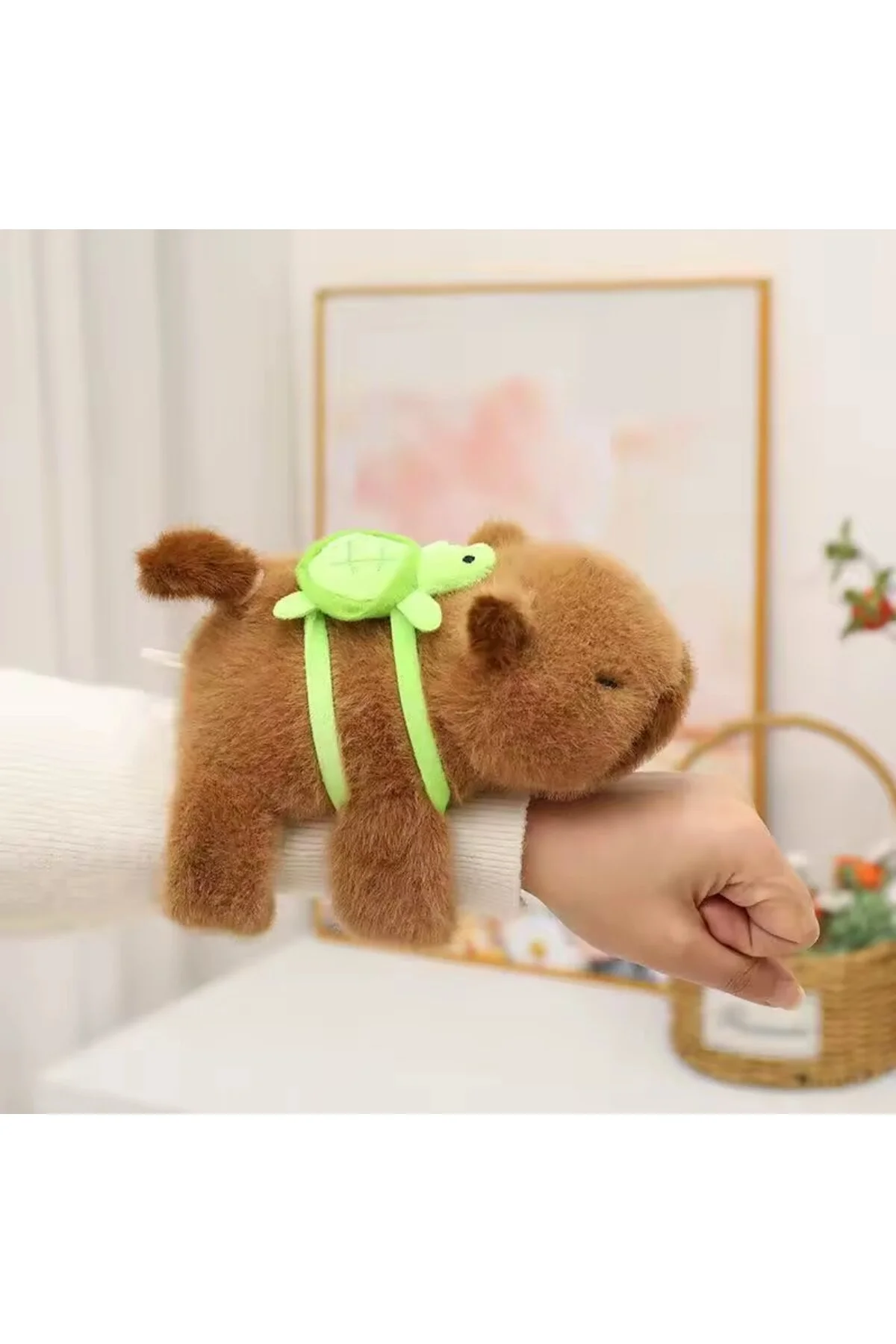 اسباب بازی های پشمی مخمل خواب دار CAPYBARA با بند بازو دم موزیکال سولفات سبز روشن چرخان NB market