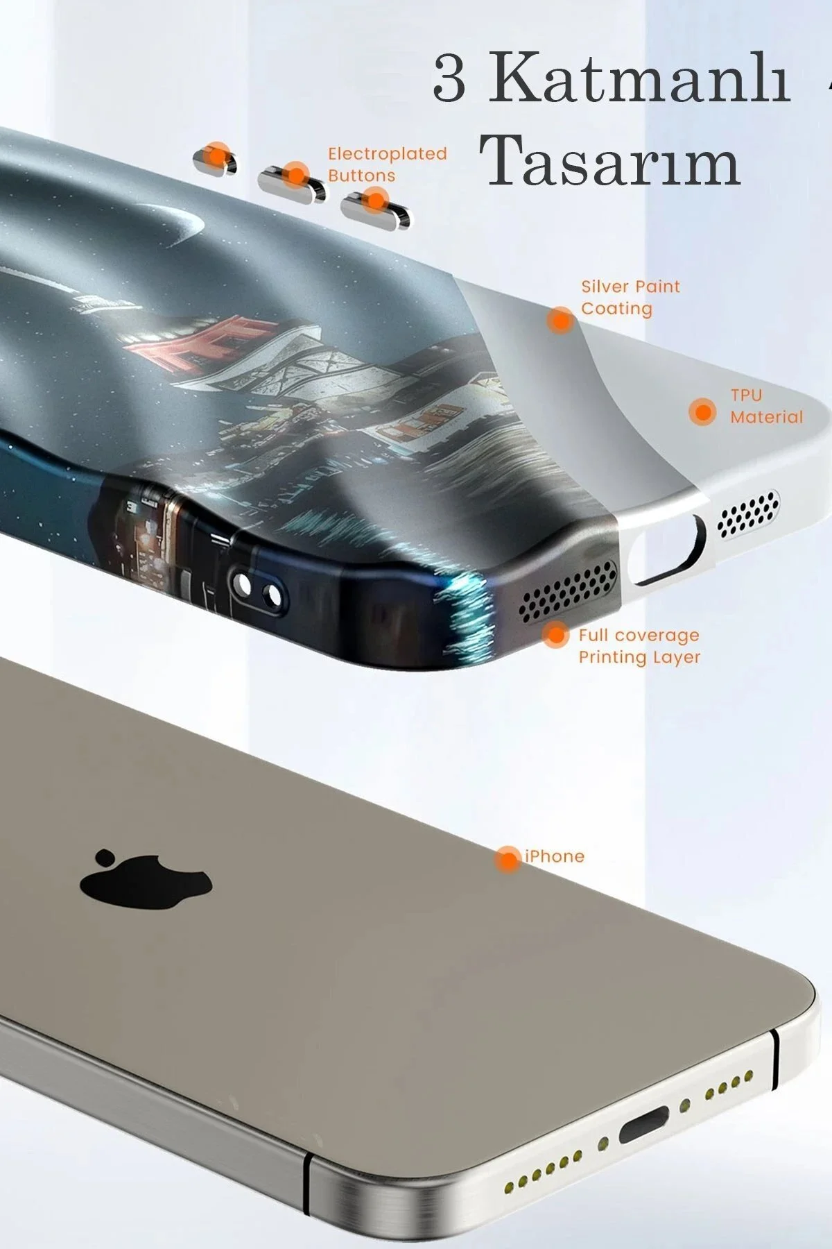 کاور و قاب جلد طرح دار IPHONE 15 PRO CASE خدمه برج گالاتا CepteToptan