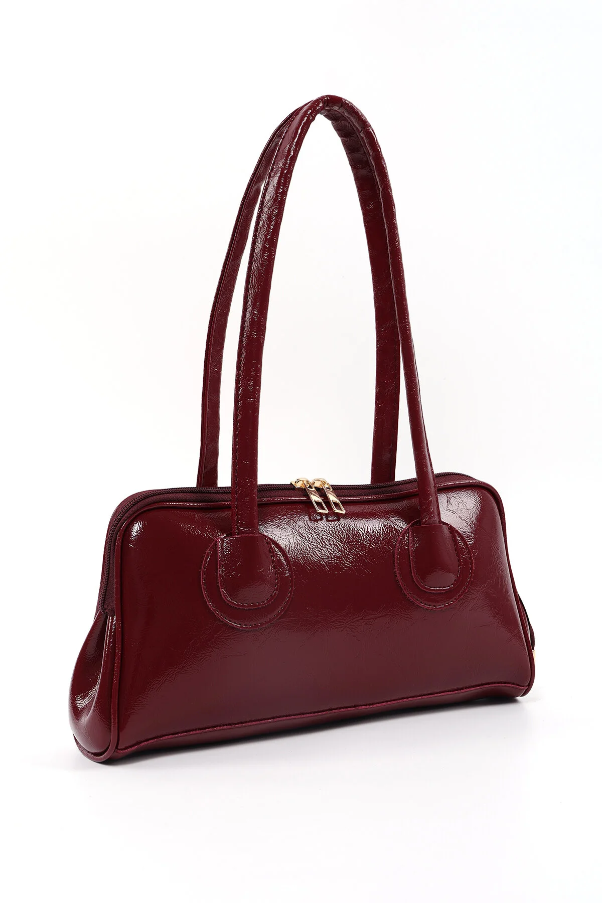 کیف شانه ای CLARET RED SHK227 بافت چروکیده چرم مصنوعی زیپ دار تک محفظه دست بند بازو و Shaka