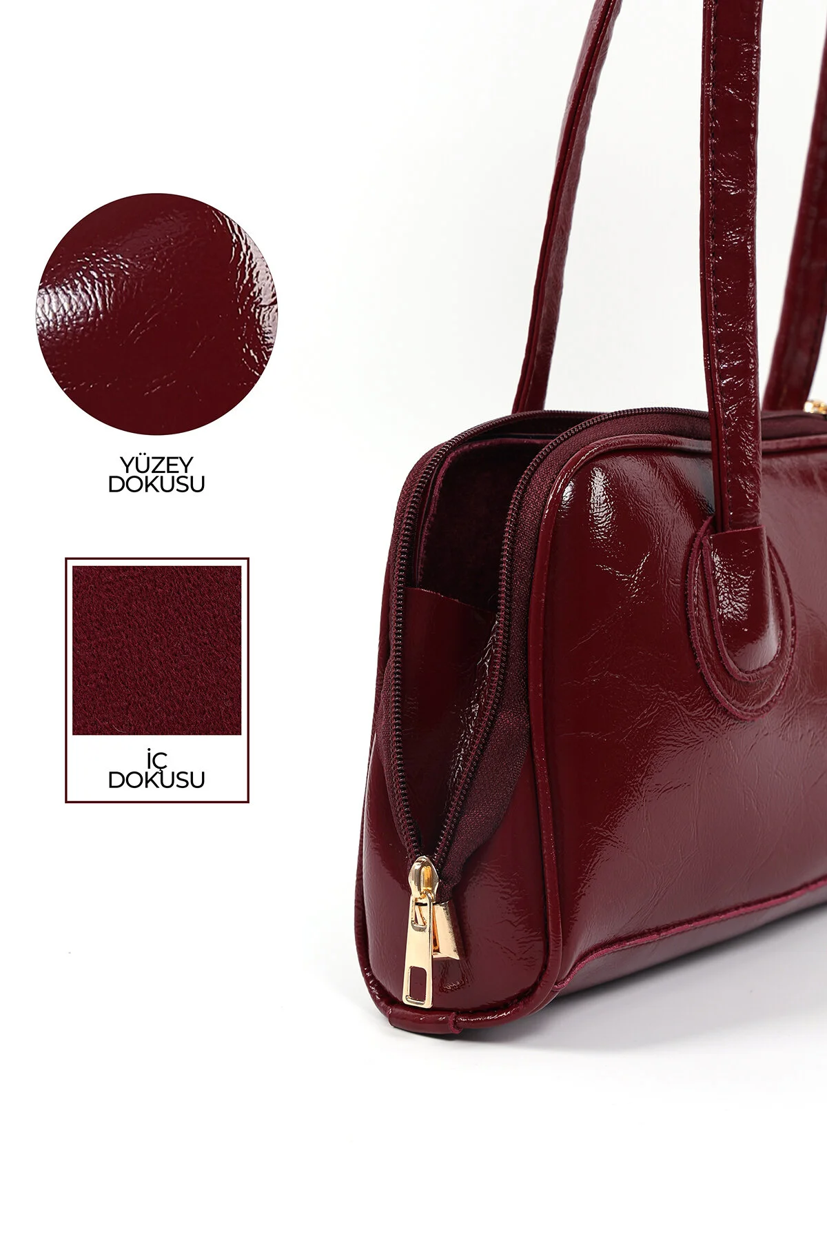 کیف شانه ای CLARET RED SHK227 بافت چروکیده چرم مصنوعی زیپ دار تک محفظه دست بند بازو و Shaka
