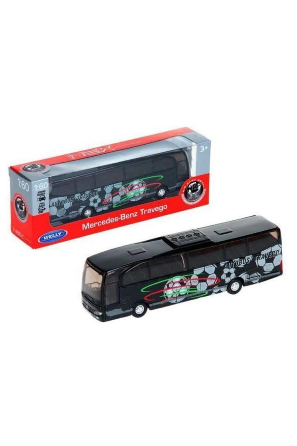 مدل خودرو 1:60 مقیاس مرسدس بنز TRAVEGO DIE CAST METAL BUS مشکی اورجینال Genel Markalar