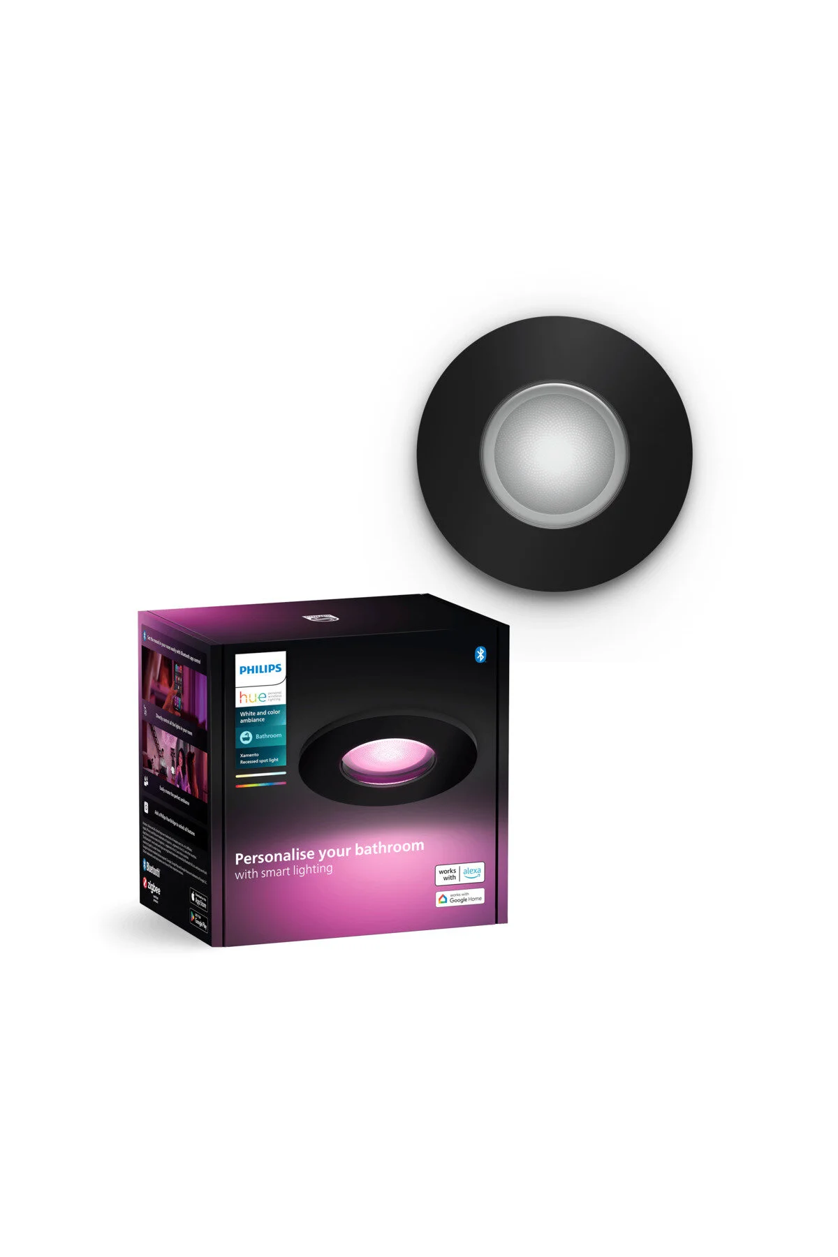 روشنایی هوشمند HUE XAMEMENTO BLACK PLASTER RGB SMART LED STOP IP44 400 LUMEN GU10 نقطه شامل فیلیپس Philips