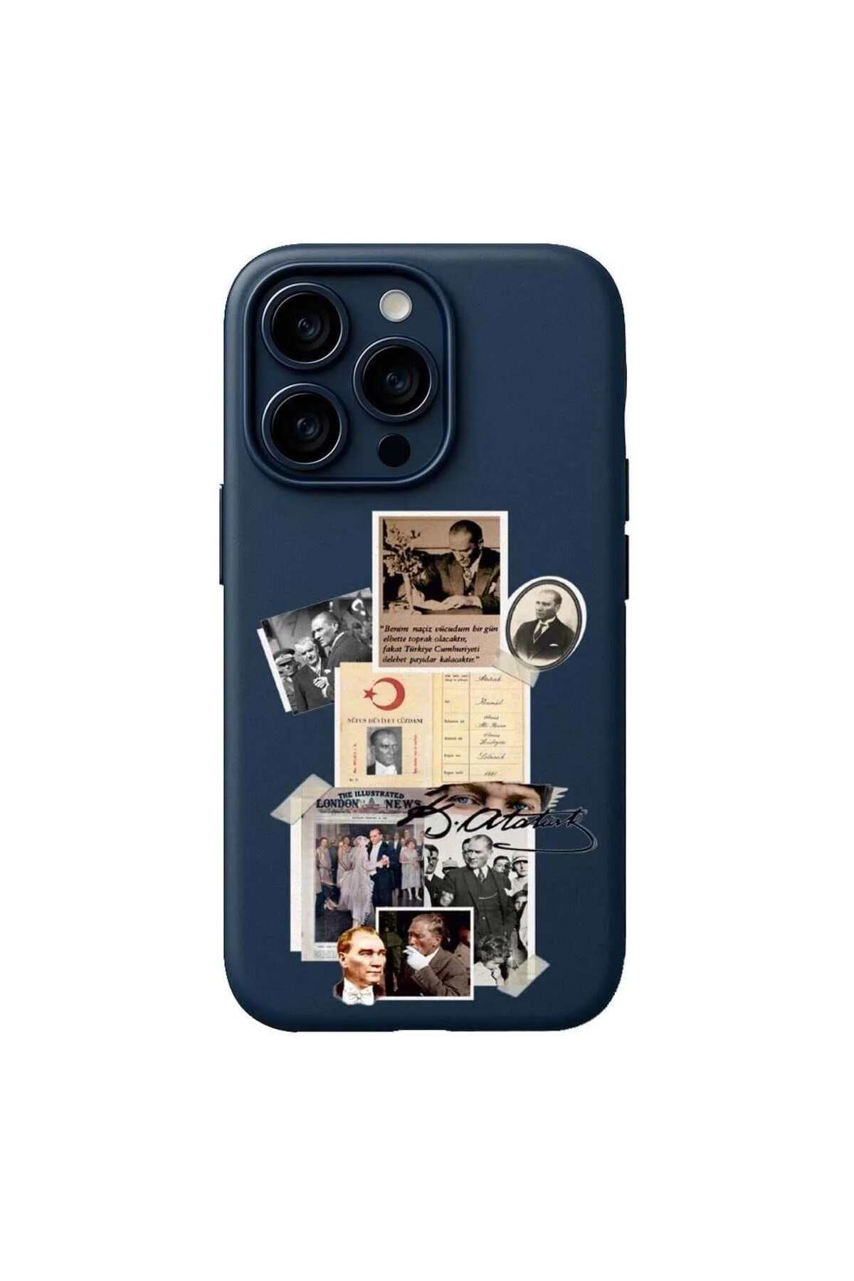 کاور و قاب 3 تکه مخملی طرح دار با کلاژ آتاتورک سازگار IPHONE 15 PROMAX Hasdem Case