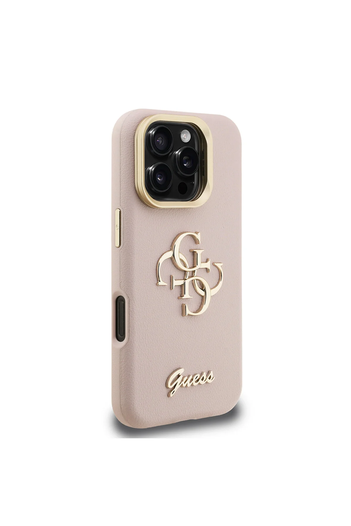 کاور و قاب پوشش لوگوی متنی دارای لایسنس GUESS PRO COMPATIBLE IPHONE 16 با پایه دوربین صورتی اورجینال Guess
