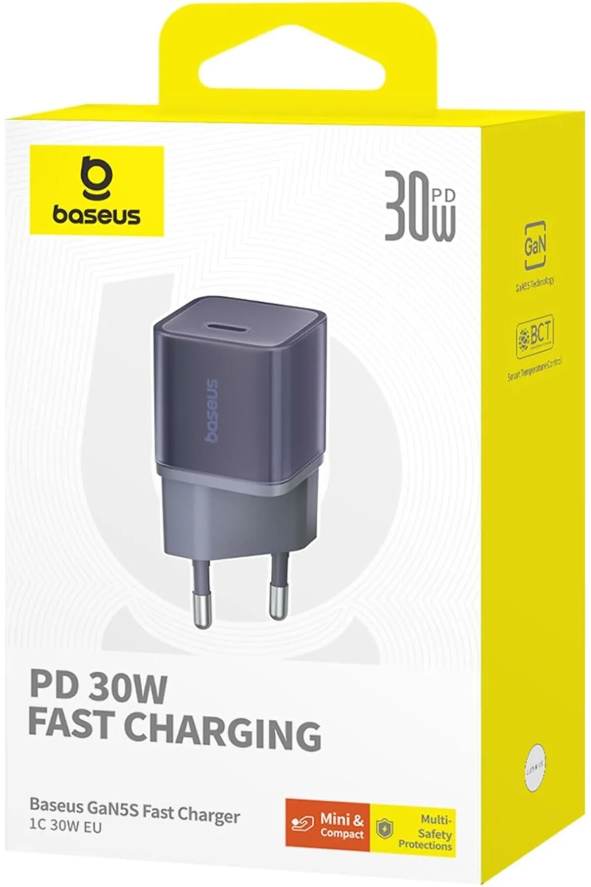 آداپتور شارژ شارژر خانگی 1C 30W GAN5 MINI سریع بنفش Baseus