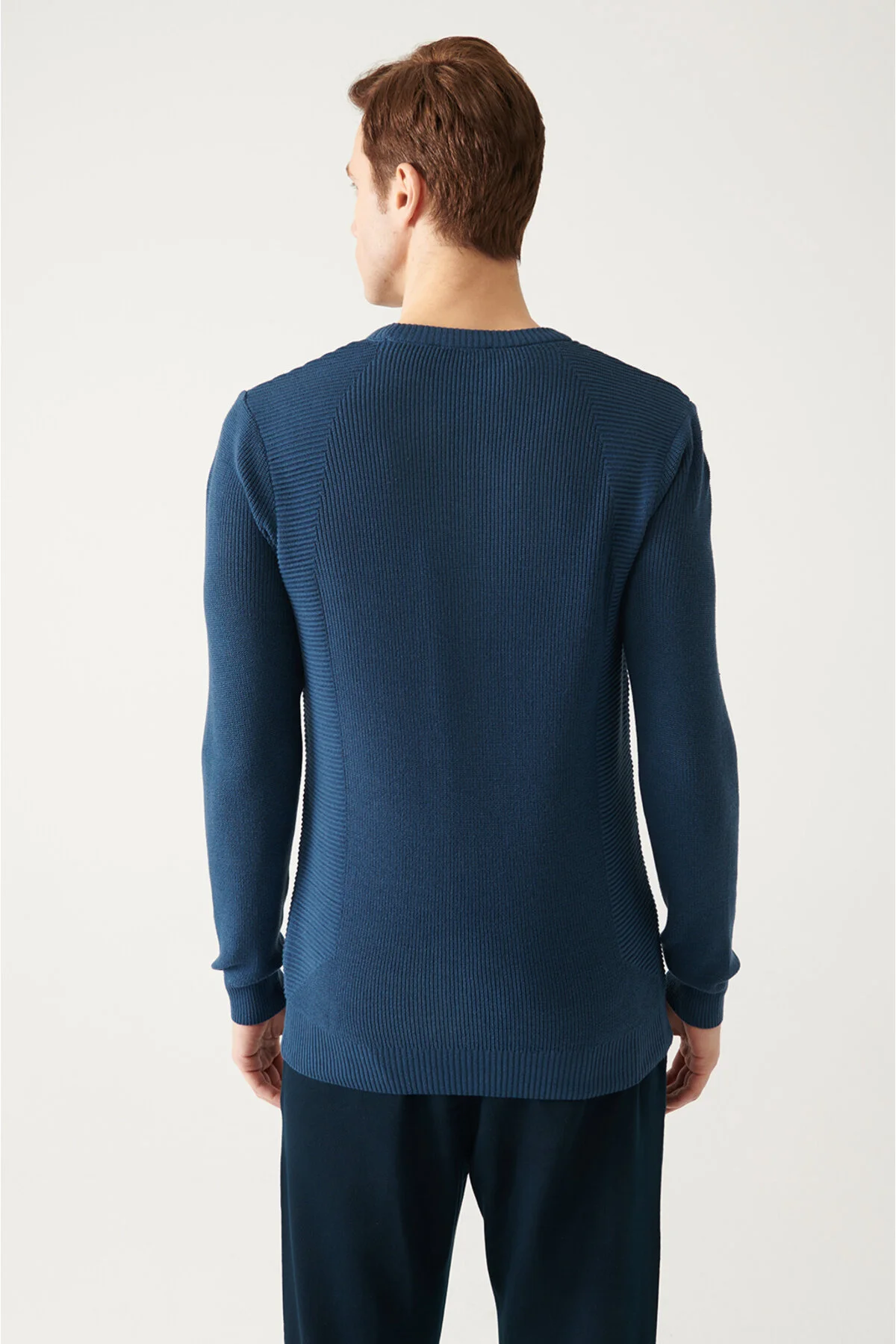 پلیور آبی مردانه دوچرخه نیلی Yaka Jacquard Cnitwear A22Y5178 آوا Avva