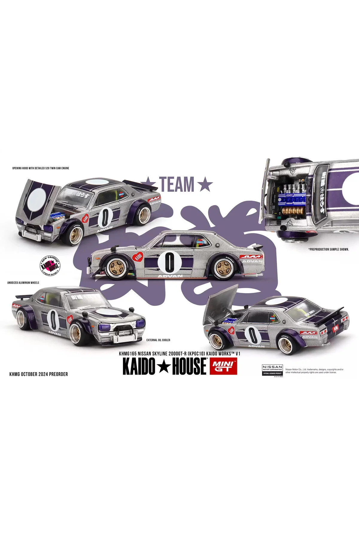 ماشین اسباب بازی KAIDO HOUSE NISSAN SKYLINE 2000GT R KPGC10 1:64 DIECAST MODEL CAR KHMG165 mini gt