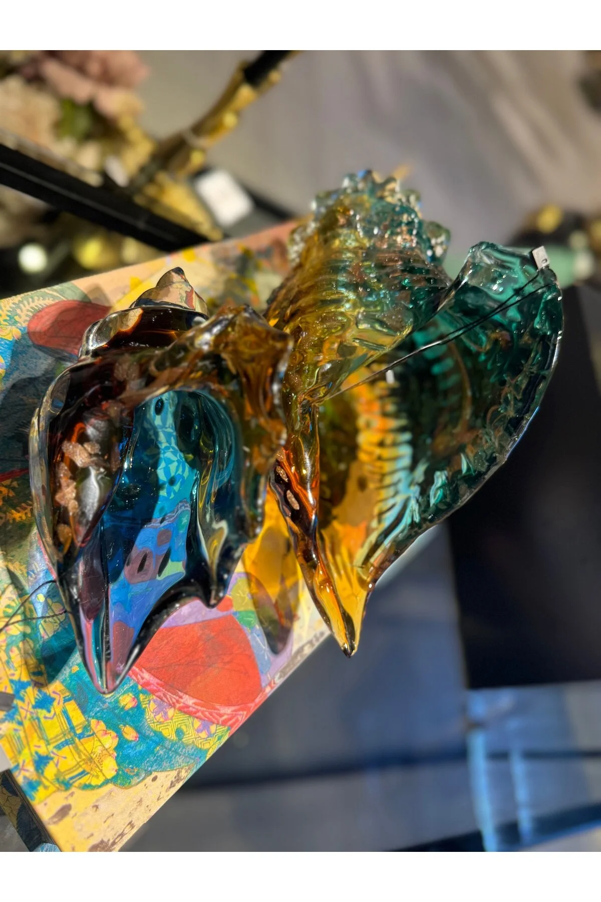 اشیاء دکوراتیو و مجسمه ESTERHOMEDECOR 2 MURENDA GLASS SEA BARK APPLY WIDTH بزرگ 32 سانتی متر کوچک 20 hediye