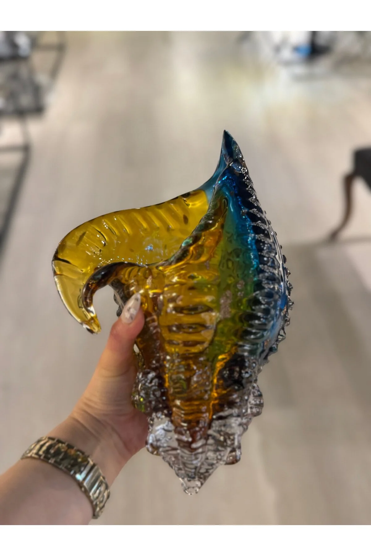 اشیاء دکوراتیو و مجسمه ESTERHOMEDECOR 2 MURENDA GLASS SEA BARK APPLY WIDTH بزرگ 32 سانتی متر کوچک 20 hediye
