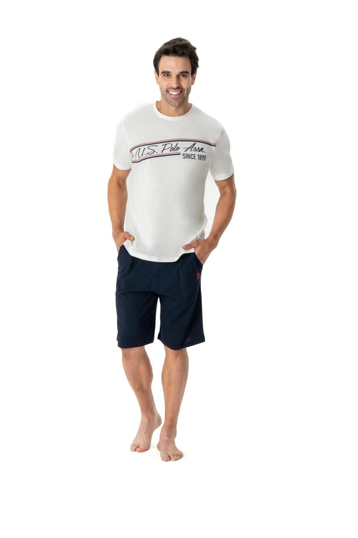 ست پیژامه مردانه پایه چوگان ASSN. شورت یقه گرد مردان مجموعه U.S. Polo Assn.