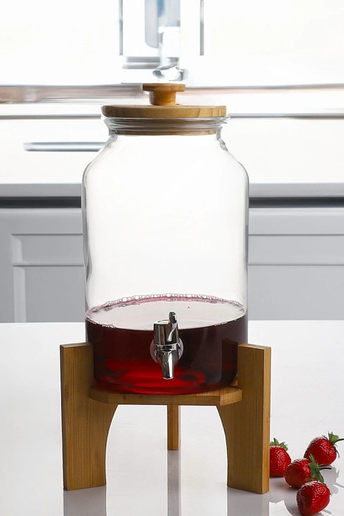 پارچ و تنگ پوشش چوبی شیشه ای شیر آب شفاف SABIL LOHUSA SHERBET CARBOY 4 لیتری ZBO 14 morponi