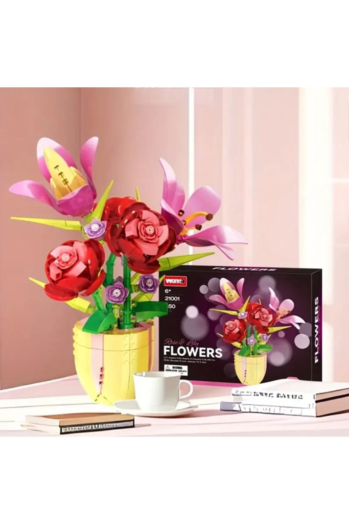لگو و اسباب بازی های ساخت محور LEGO COMPATIBLE FLOWER BOUQUET ROSE LILY CROCUS ARRANGEMENT LEGOS DECORATIVE 450P از ترکیه OyuncaklarÜlkesi