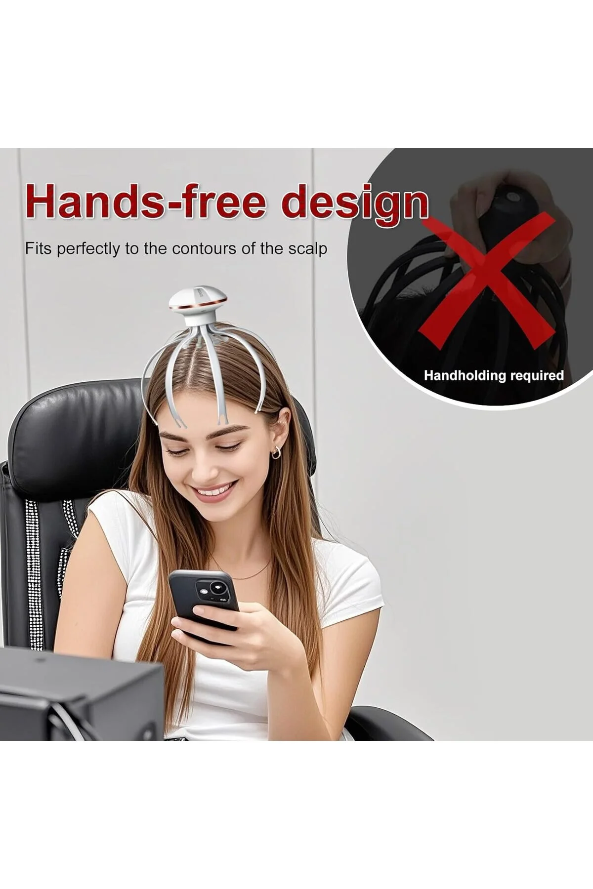 ماساژور سر مدل هشت پا کاورزون،  ماساژور سر فیزیوتراپی شارژی ریلکس کننده و آرامش بخش MD-877