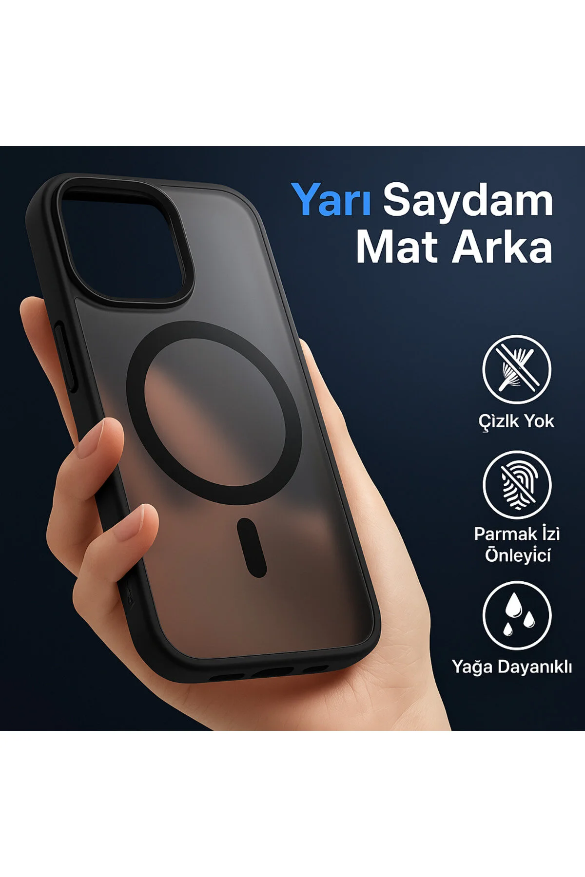 کاور و قاب شفاف مات با لبه آبی تیره آیفون 14 پرو مکس قدرت خود را نشان دهید سبک shop