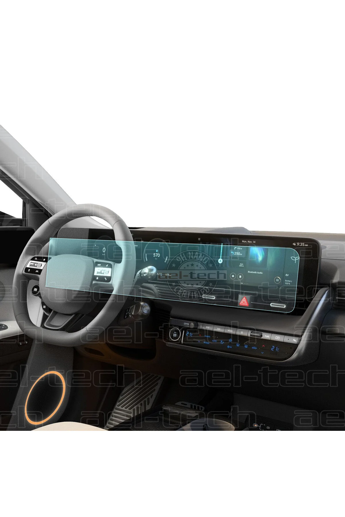 قاب رادیوپخش HYUNDAI IONIQ 5 2021 2025 سازگار با صفحه نمایش دیجیتال 12.3 اینچی و محافظ نانو ناوبری 9H ael-tech