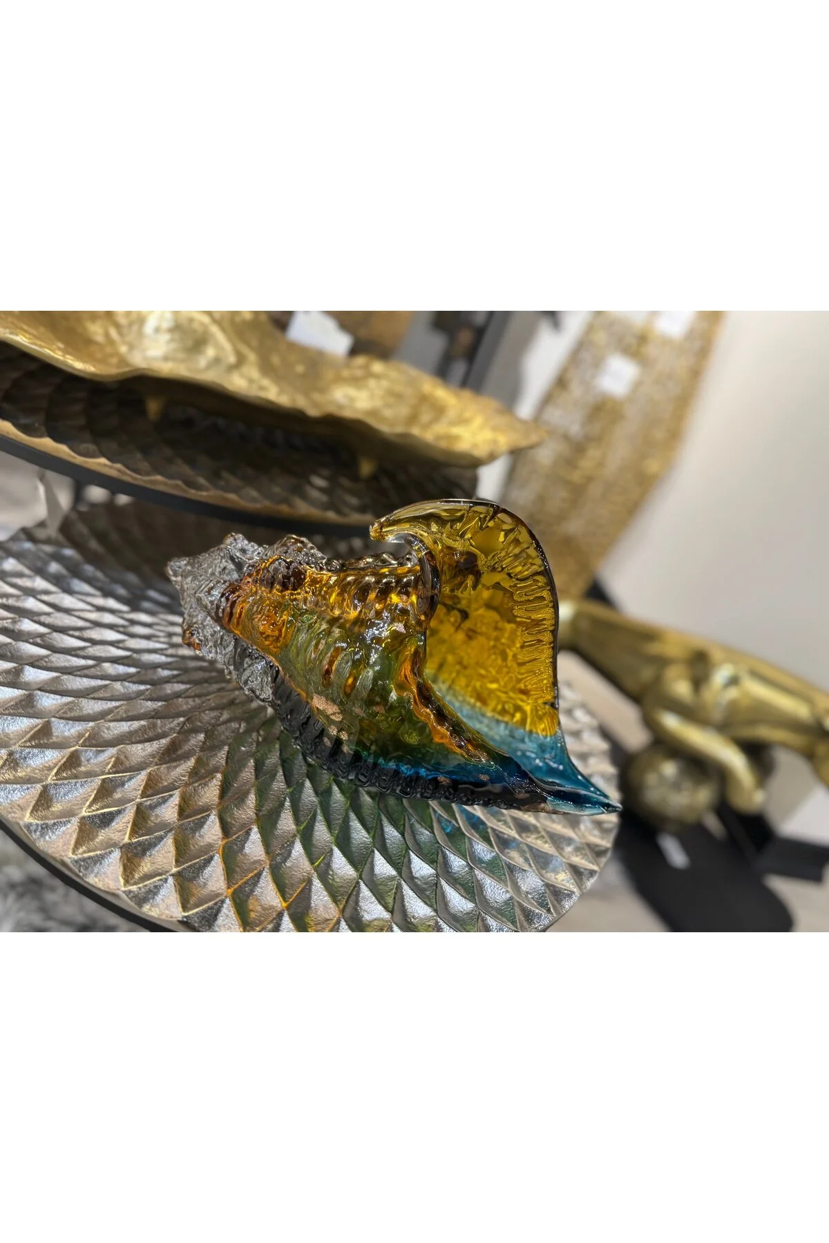 اشیاء دکوراتیو و مجسمه ESTERHOMEDECOR 2 MURENDA GLASS SEA BARK APPLY WIDTH بزرگ 32 سانتی متر کوچک 20 hediye