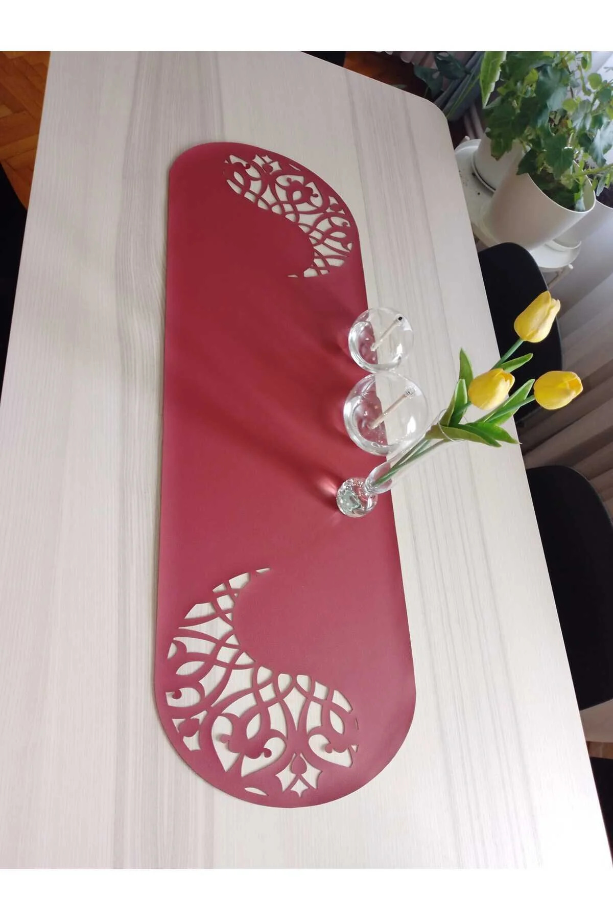 رانر و زیر بشقابی BURGUNDY YIN YANG الگوی کفش ساحل طراحی شیک Elioure