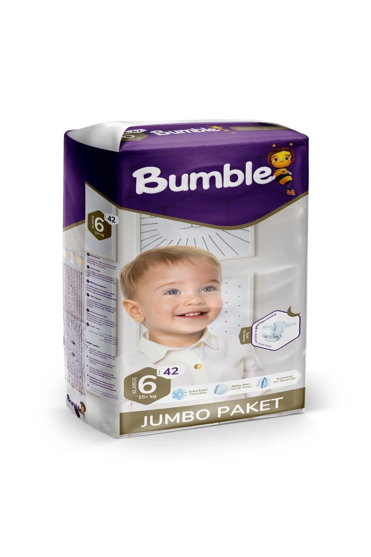پوشک بچه سایز 6 XLARGE جامبو پک 42 عددی | 15+ کیلوگرم اورجینال Bumble
