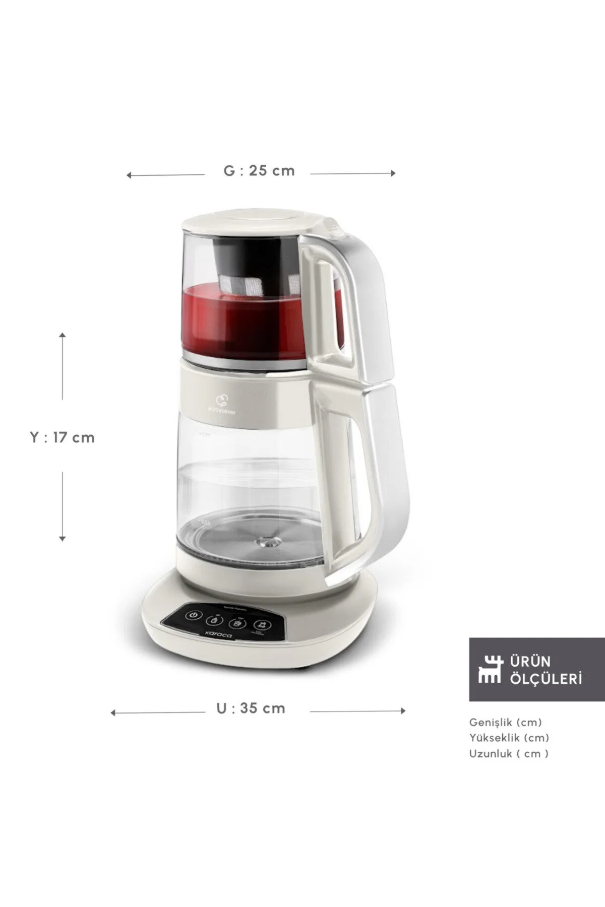 چای ساز آب کودک و کتری 3 در 1 دستگاه TALKING GLASS ظرفیت خانواده اندازه 1700 وات اورجینال Karaca