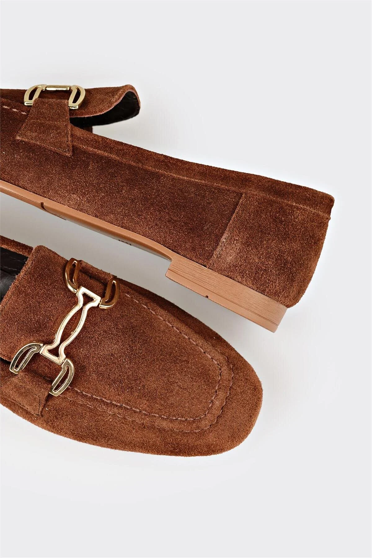 لوفر زن چرمی قهوه LOAFER الی اورجینال Elle