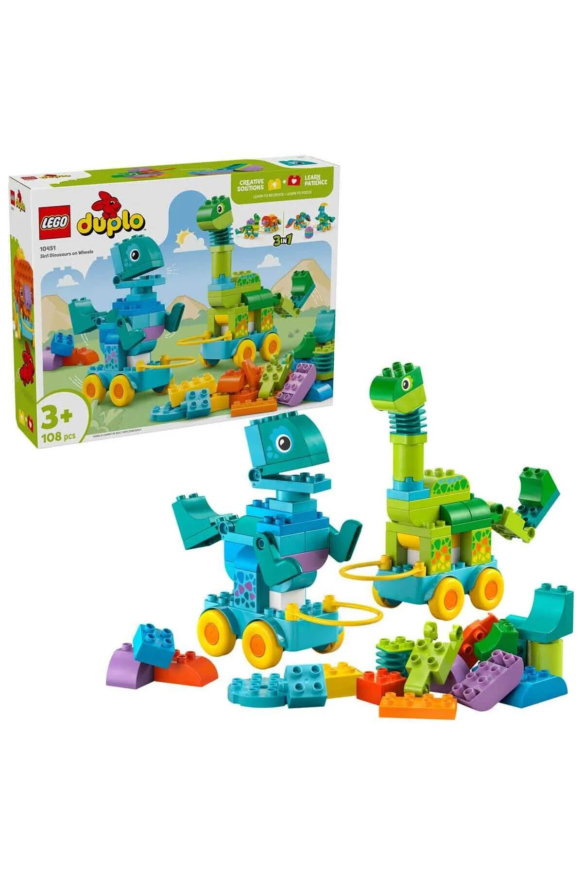 لگو DUPLO TOWN 3 IS 1 IN ON ONE DINOSAURS 10451 در اوایل کودکان سال پیر اورجینال LEGO