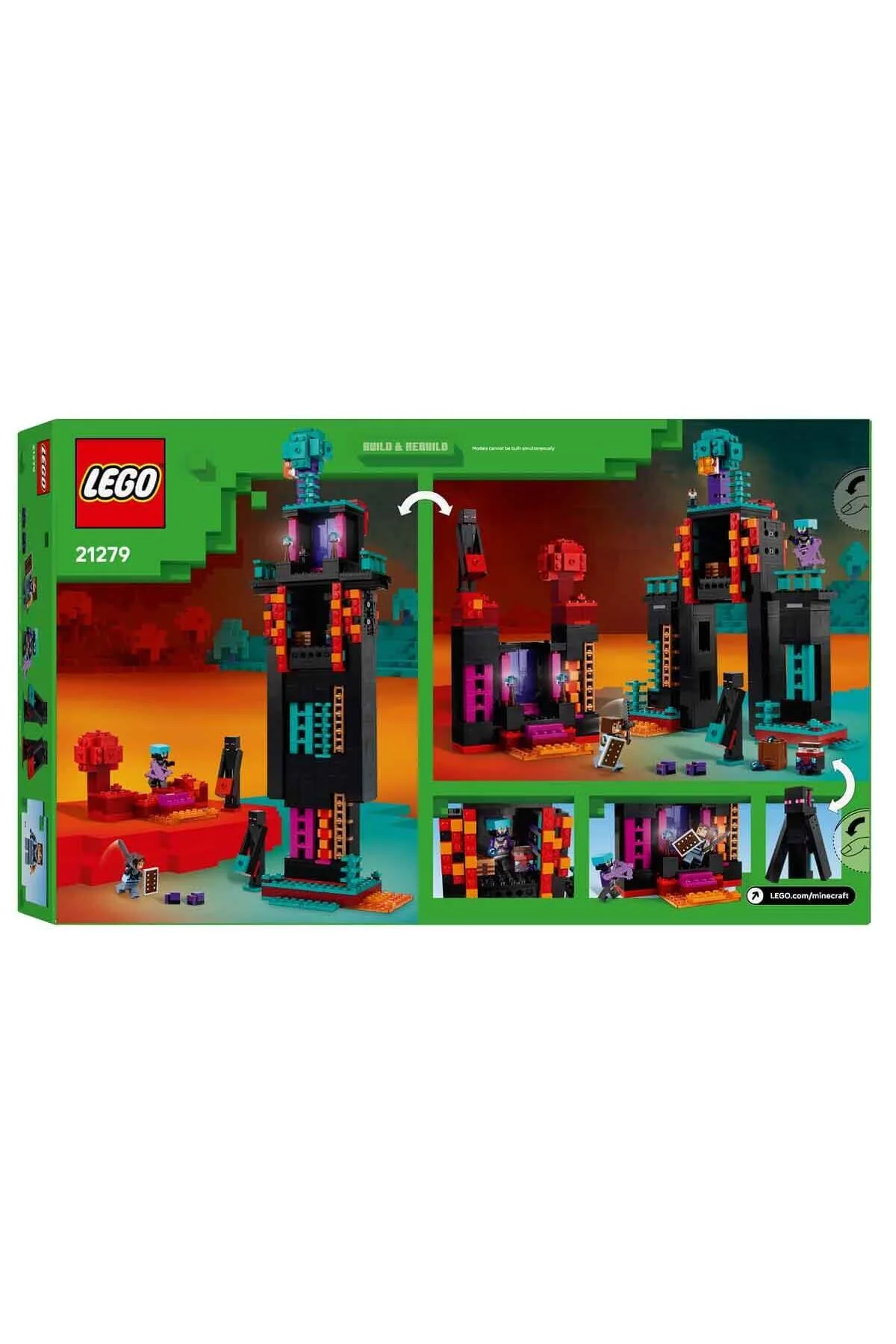 لگو و اسباب بازی های ساخت محور دخترانه پسرانه بچگانه MINECRAFT ENDERMAN TOWER 21279 ویدیویی با مضمون خلاقانه برای کودکان 9 ساله بالاتر LEGO