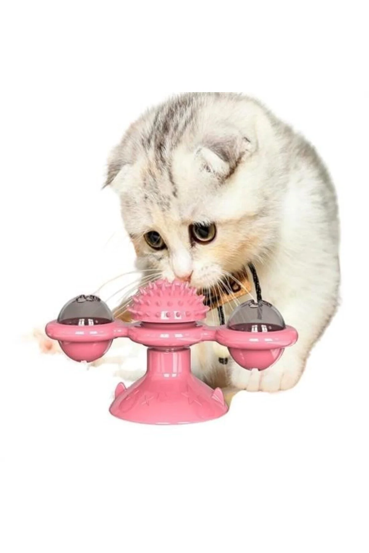 اسباب بازی گربه BUFFER® PET SUPPLIES SUCTION CUP SPINNER BALL ROTATING STORAGE TRANSPARENT DESIGN INTERACTIVE CAT TOY Genel Markalar