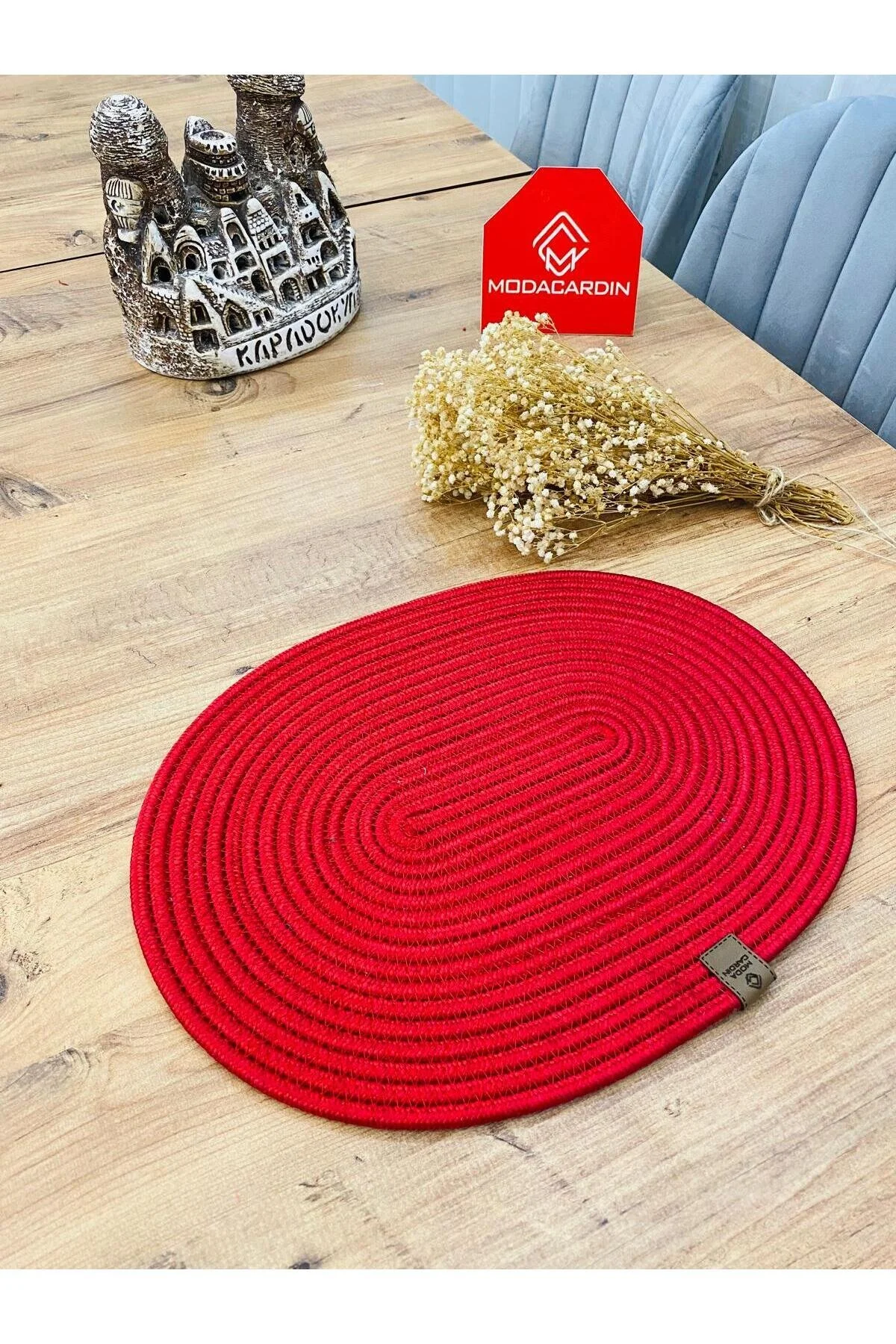 رانر و زیر بشقابی خط صفحه نمایش OVAL WICKER JUTE مجموعه خدمات شیک طبیعی آمریکایی Elioure
