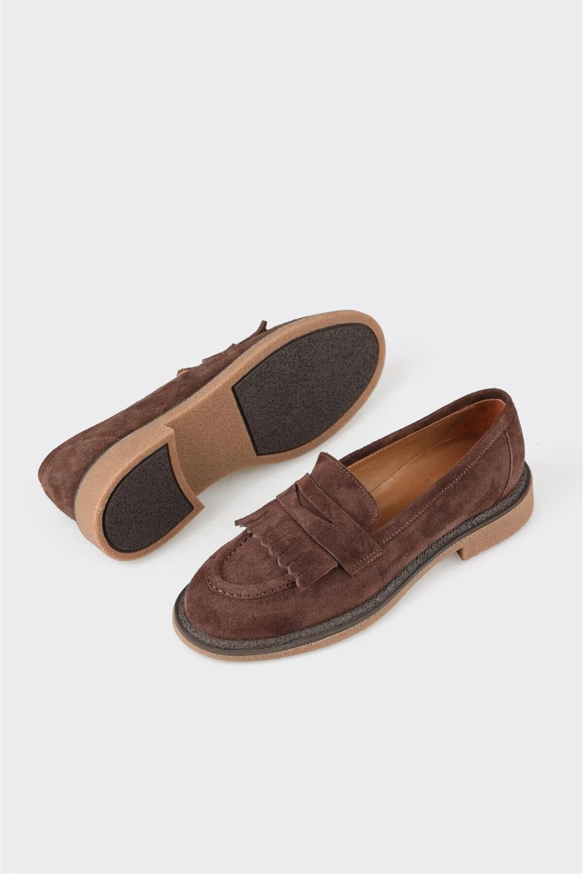 کفش زنانه چرمی قهوه Loafer الی Elle