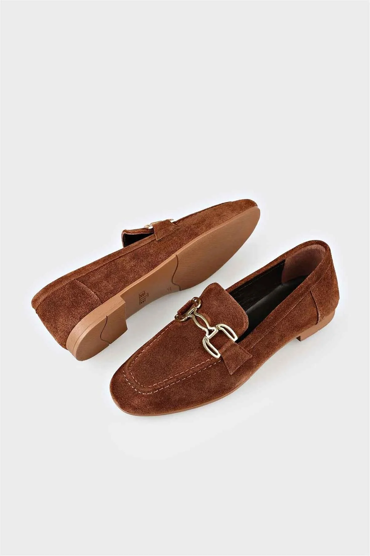 لوفر زن چرمی قهوه LOAFER الی اورجینال Elle