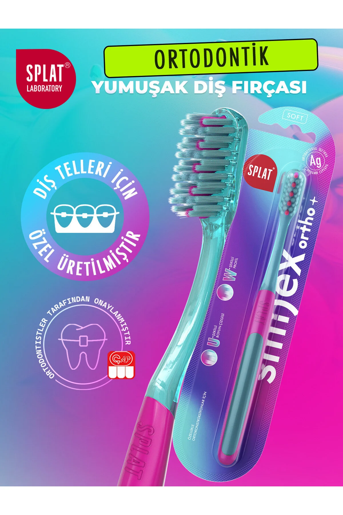 مسواک دستی ارتودنسی اسمایلکس ORTHO SOFT Splat