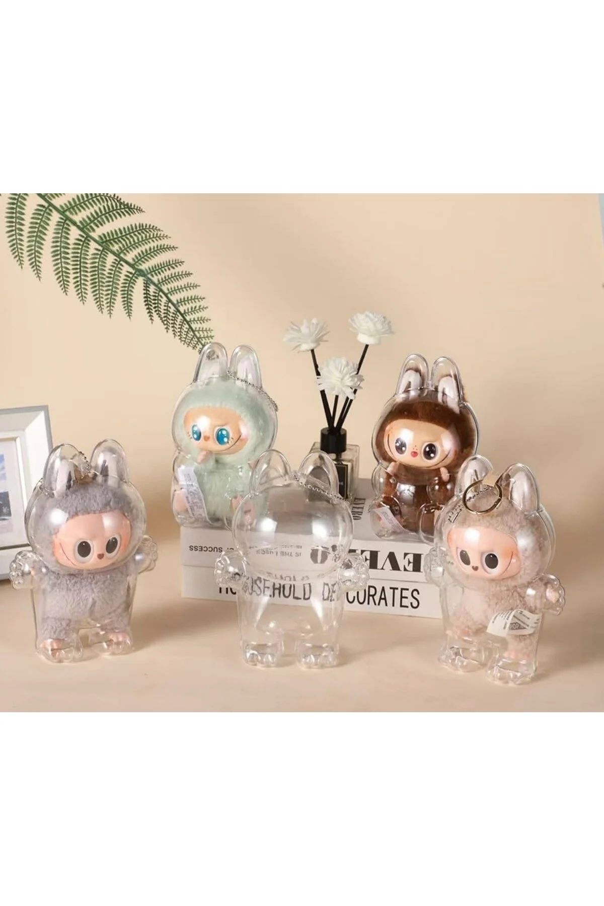 جلیقه کلید روکش محافظ شفاف جاکلیدی LABUBU MONSTER PLASH TOY ZIMOMO ناز happystoretr