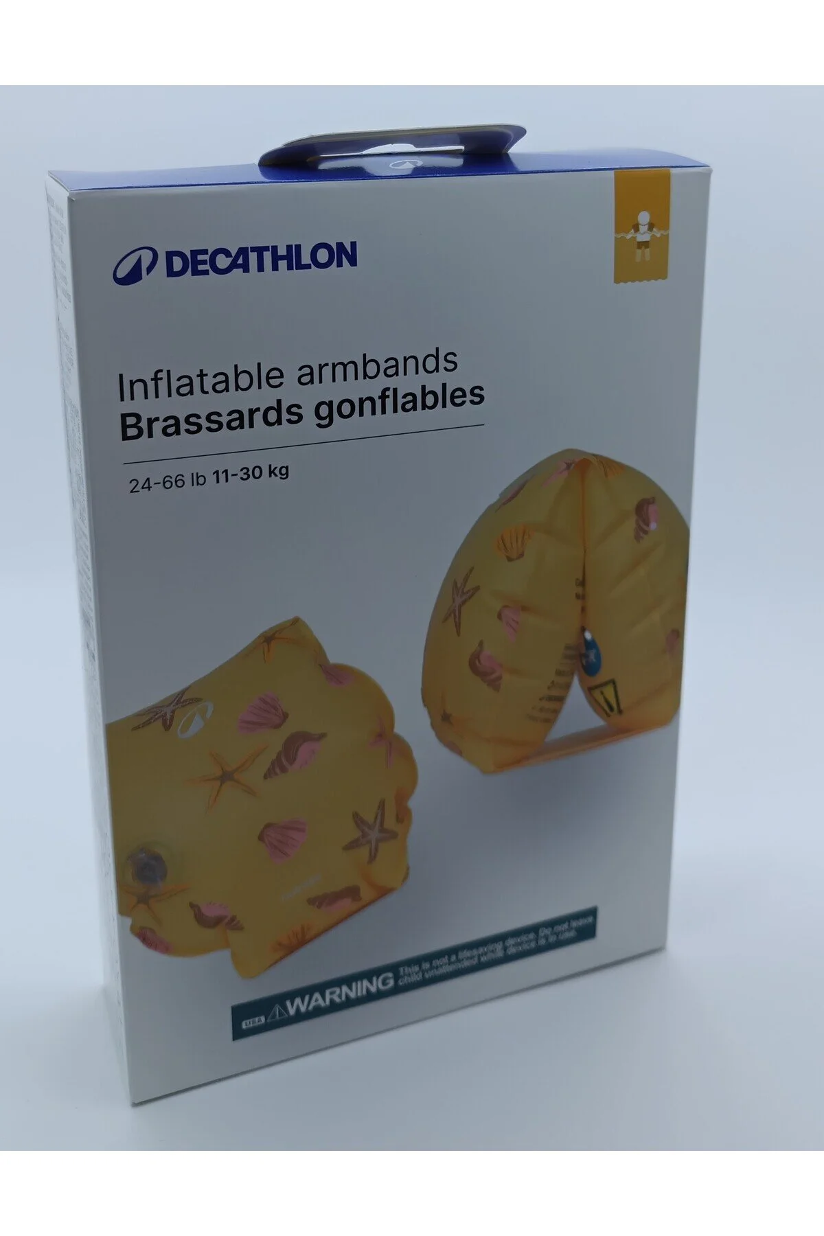 بازوبند و حلقه شنا آستین شنای بچه گانه نبیجی 11 30 کیلوگرم زرد روشن طرح دار صدفی دکتلون Decathlon