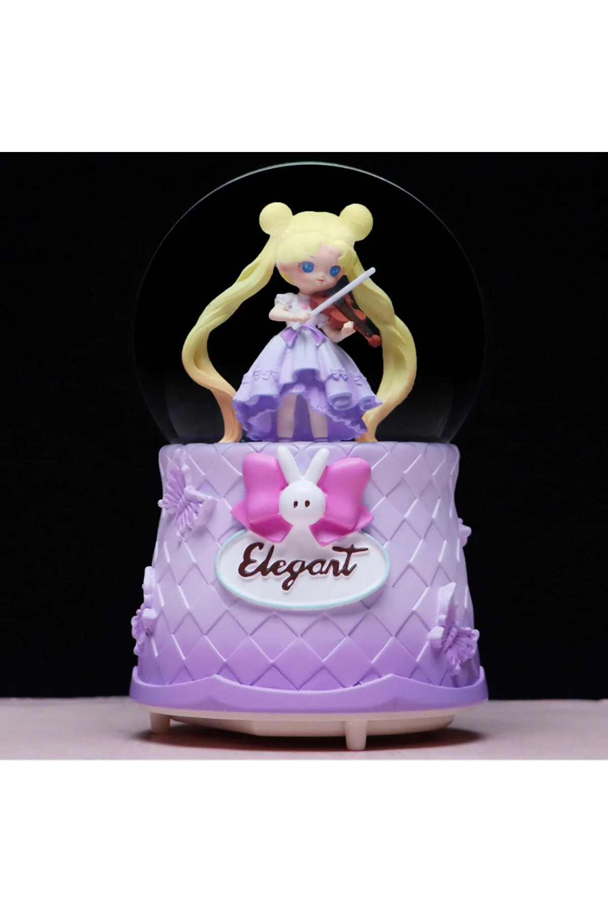 گوی برفی ویولن نوازندگی بالرین با مضمون پرنسس موزیکال نورانی SNOW GLOBE PURPLE از ترکیه hediyesahibi