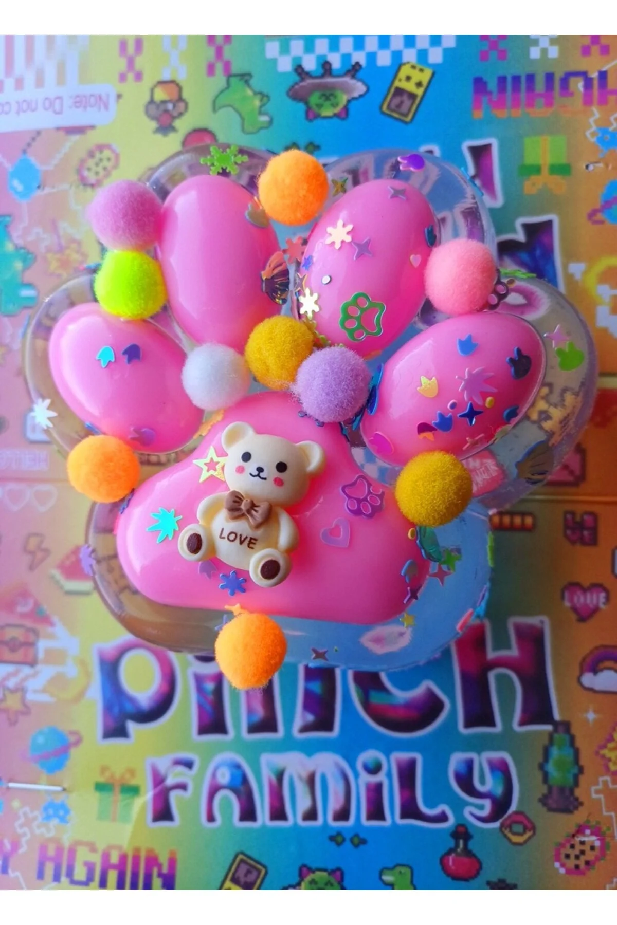اسباب بازی های فیگور دیگر FUFU SQUISHY CAT PAW LARGE COLORFUL SKUSHI TOY FLEXIBLE PINK OYUNCAKSAHİLİ