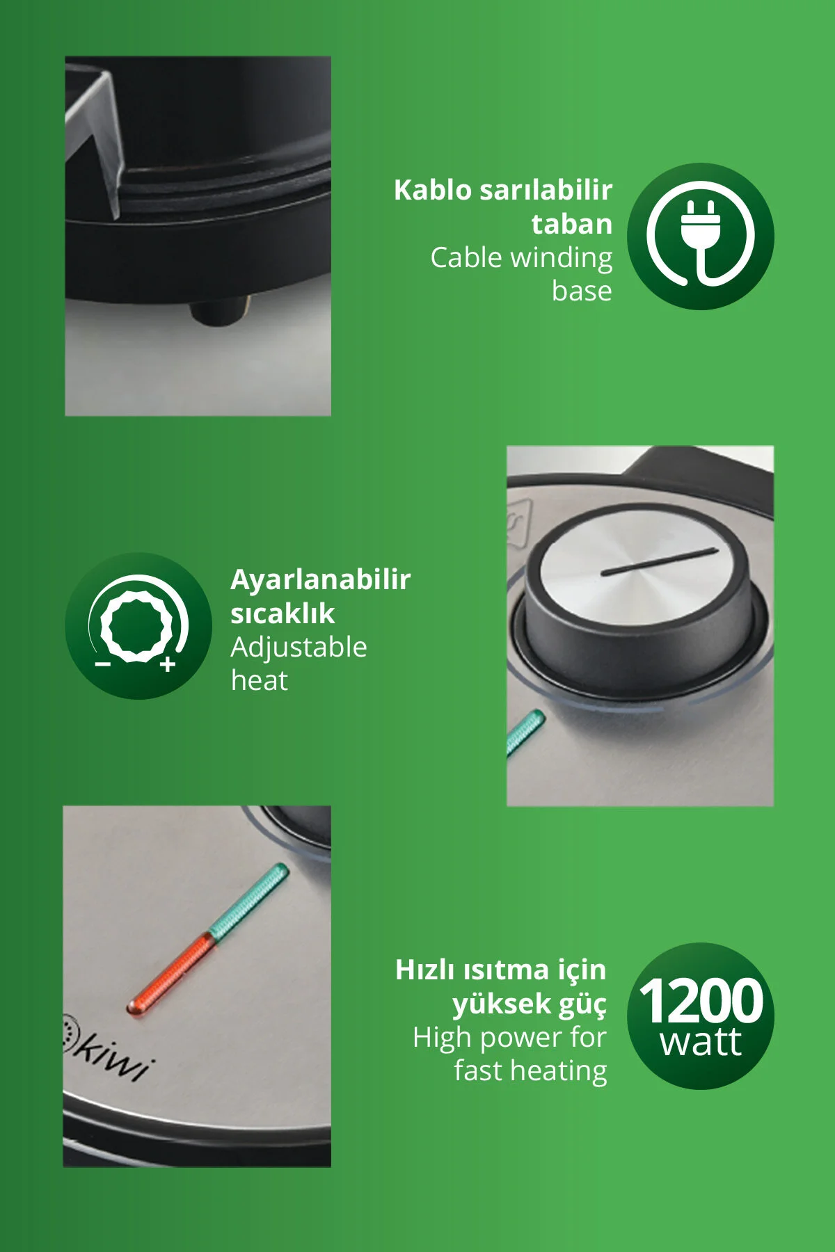 وافل ساز استیل ضد زنگ KSM 2442 با صفحه نچسب اورجینال Kiwi