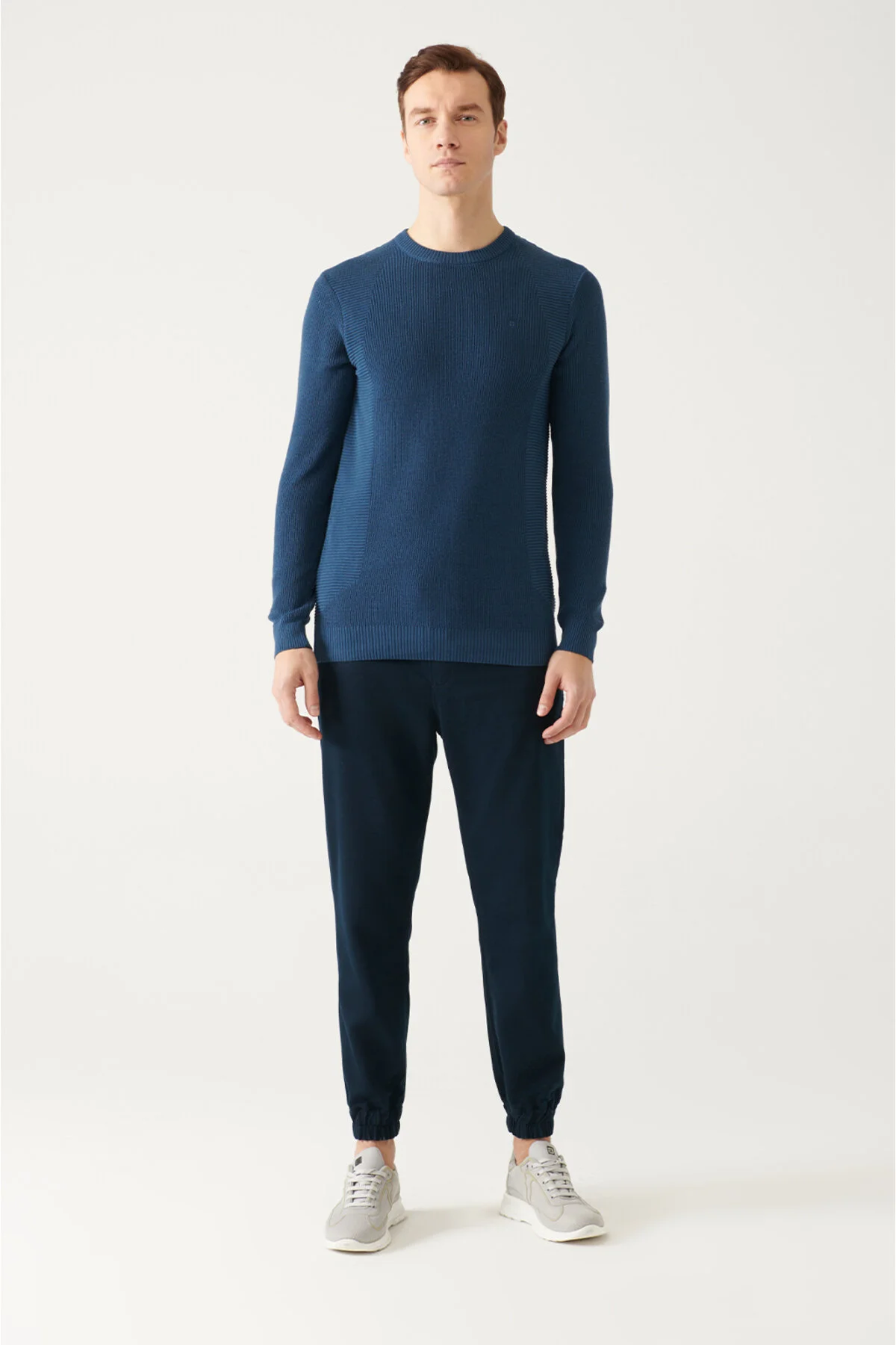پلیور آبی مردانه دوچرخه نیلی Yaka Jacquard Cnitwear A22Y5178 آوا Avva