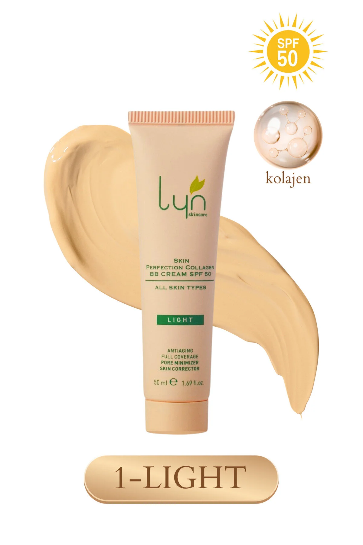 کرم بی و سی SKIN PERFECTING COLLAGEN BB CREAM SPF50 50ML لایت تون Lyn Skincare