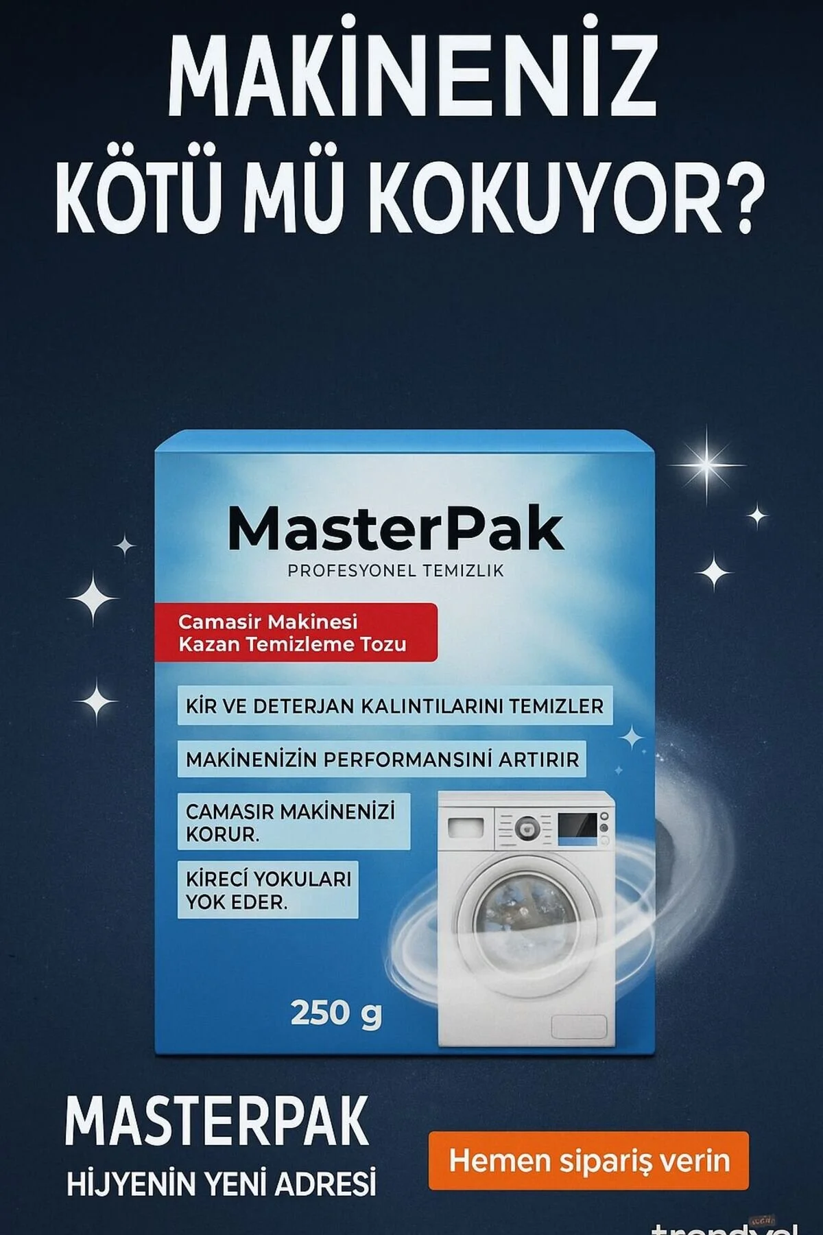 قرص و پودر ماشین ظرفشویی تمیز کردن دیگ بخار لباسشویی 1 قطعه 250 گرم Genel Markalar
